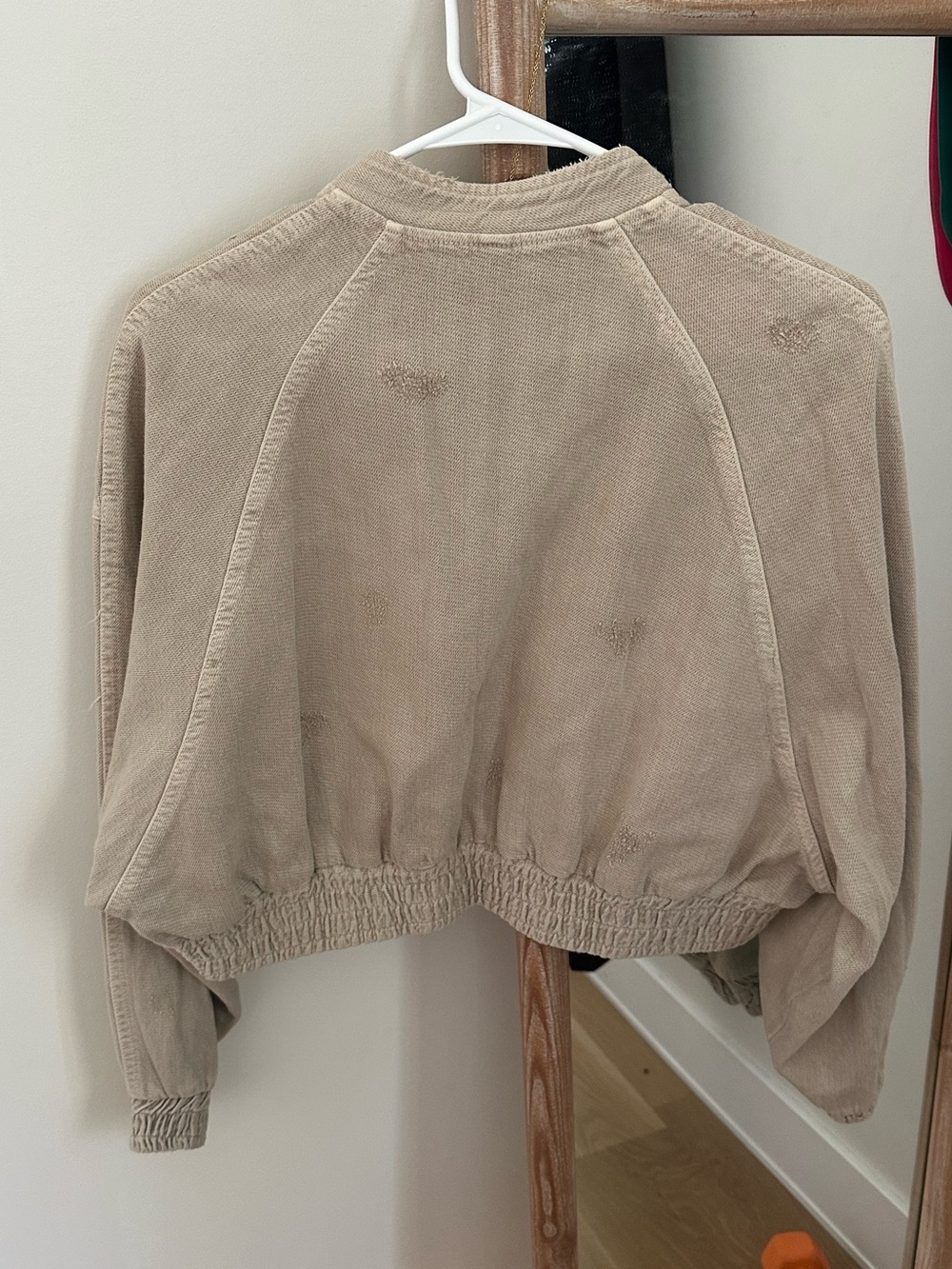 Zara Womens Beige Cropped Bomber Jacket - Picture 4 of 6